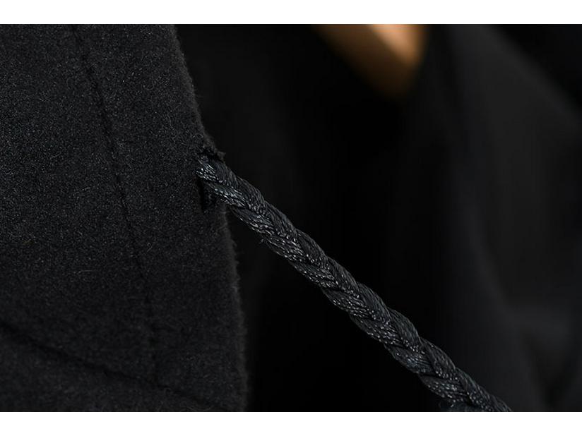 Women's Black Woolen Hooded Cloak Coat, Autumn 2022, Long Style, European American Design, with Hang Tag