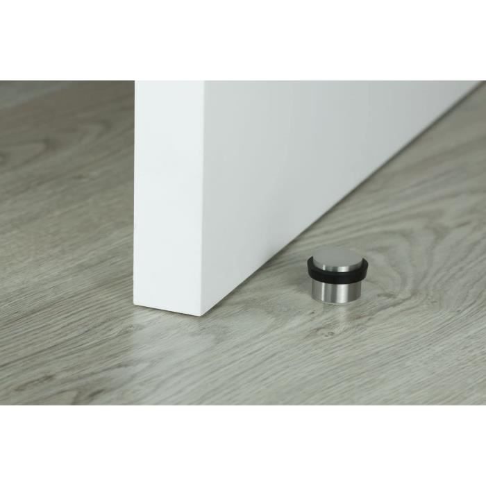 Butée de porte - Inox Mate - I-163 - Adhésif au sol - Acier inoxydable - Silicone noir