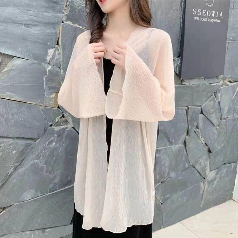 Women's Summer Chiffon Sunscreen Cardigan - Mid-Length, Loose Beach Shawl