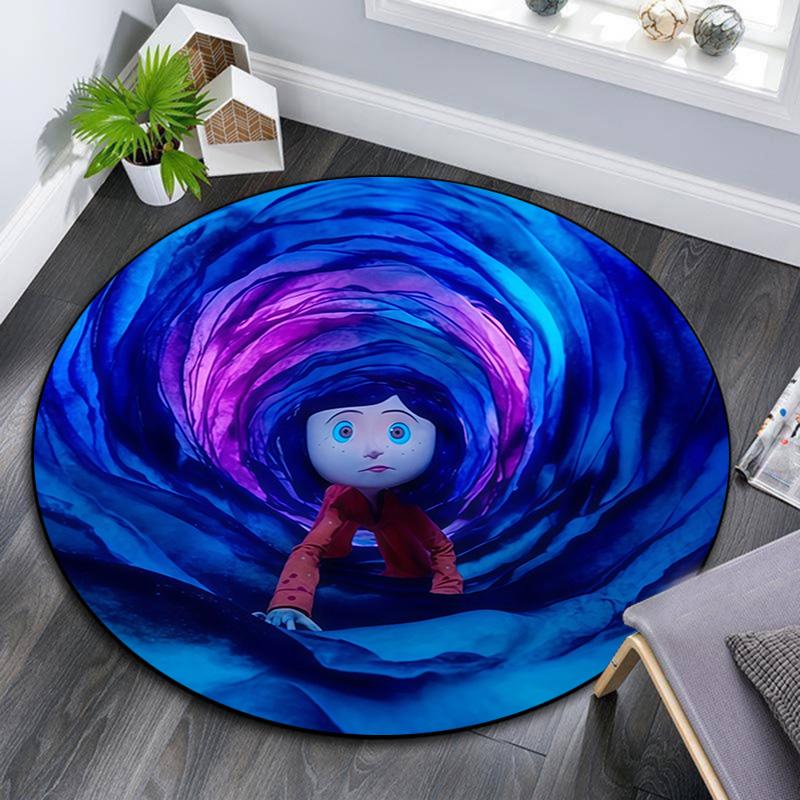 Coraline Round Area Rug,Carpet Rug for Living Room Bedroom Sofa Playroom Decor,Non-slip Floor Mat