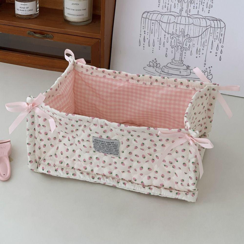 Quilted Storage Basket Square Cosmetics Snacks Organizer New Storage Box Home Decoration