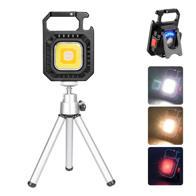 1/3/5PCS LED Flashlight Work Light Portable COB Pocket Flashlight Keychains USB Rechargeable Outdoor Camping Lamp with Corkscrew