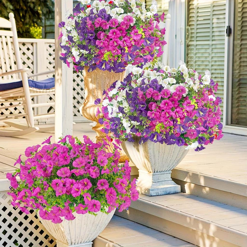 Artificial Flowers Outdoor Weatherproof and Windproof Fake Plants - Vibrant color -Balcony Patio Flower Box Wedding Decor