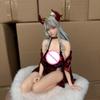 Brand New One Piece Yamato Figure Hot Kimono Kneeling Pose 18cm Red Devil Horns Long Silver Hair Collectible Model Ornament