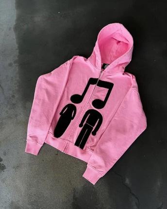 Pullover mit Reißverschluss Musiker Aufdruck Hoodie Frühling und Herbst Pullover Lockere Paarkleidung Jacke
