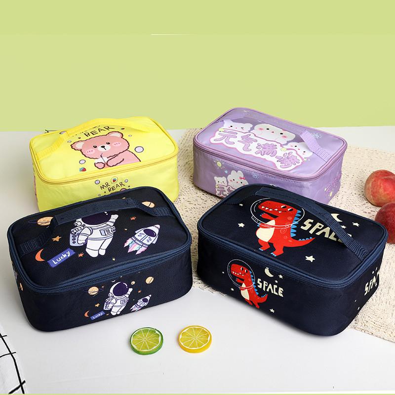 Cartoon Insulated Bento Bag For Kids With Aluminum Foil Lunchbox Carrier For School Or Travel