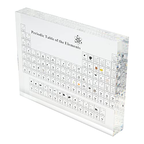Hicello Periodic Table - Acrylic, Transparent, Made of Acrylic Glass, with Embedded Elements, Creates a Floating Effect, for Chemistry Study, Element