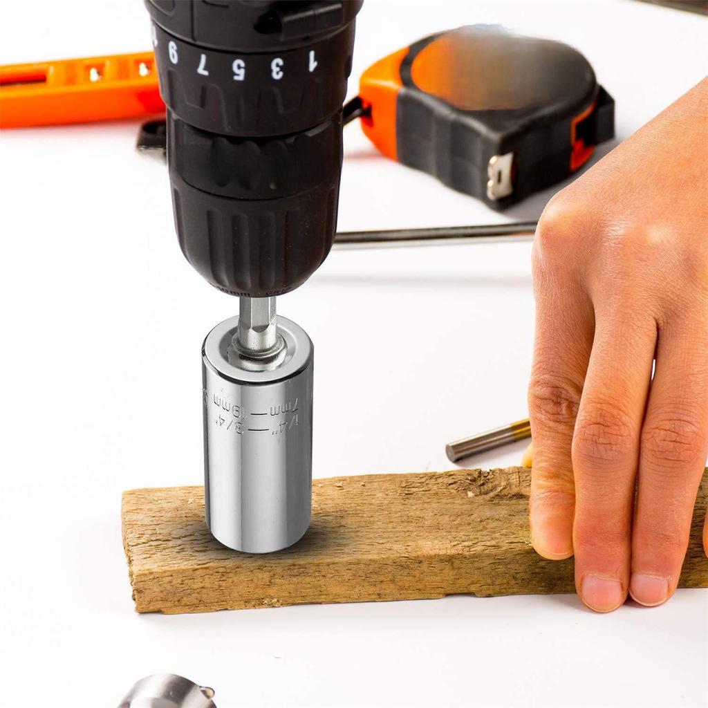 Universal Socket Wrench Set with Metric and Imperial Sockets, Chrome Vanadium Steel, 7-19mm