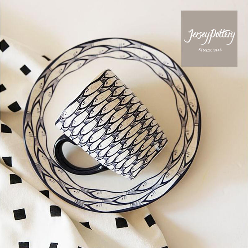 [jerseypottery] Blue Herring Mug 2P Set