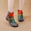 Johnature Ethnic Style Flower Mixed Colors Genuine Leather Women's Versatile Boots Warm Cotton Shoes