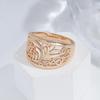 Golden Texture Women's Rings High Glossy Hollow Leaf Rings Vintage Costume Jewelry