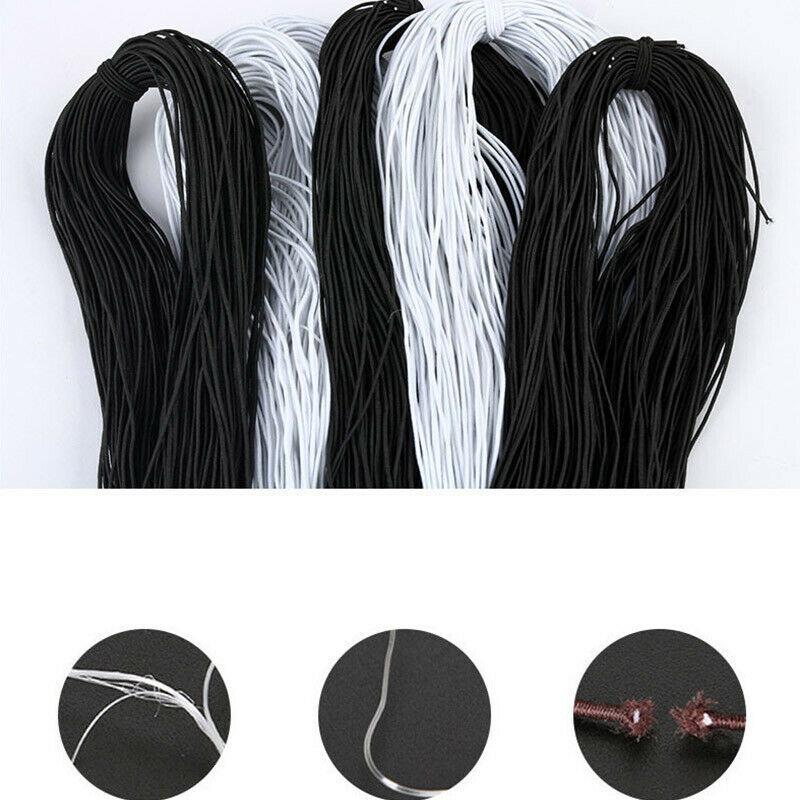 1/1.5/2/2.5/3mm White/Black Round High Elastic Sewing Stretch Rubber ...