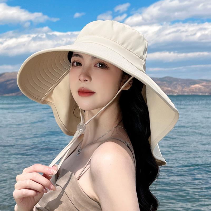 Parent-child simple versatile bucket hat summer outdoor play mountaineering sun protection hat big brim shawl sun hat children