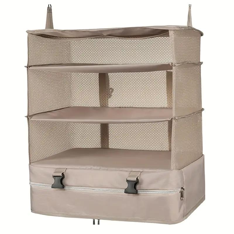 Органайзер для путешествий, дорожная сумка для багажа, подвесные упаковочные кубики с подвесными полками и отделением для хранения белья, все необходимое для путешествий бежевый