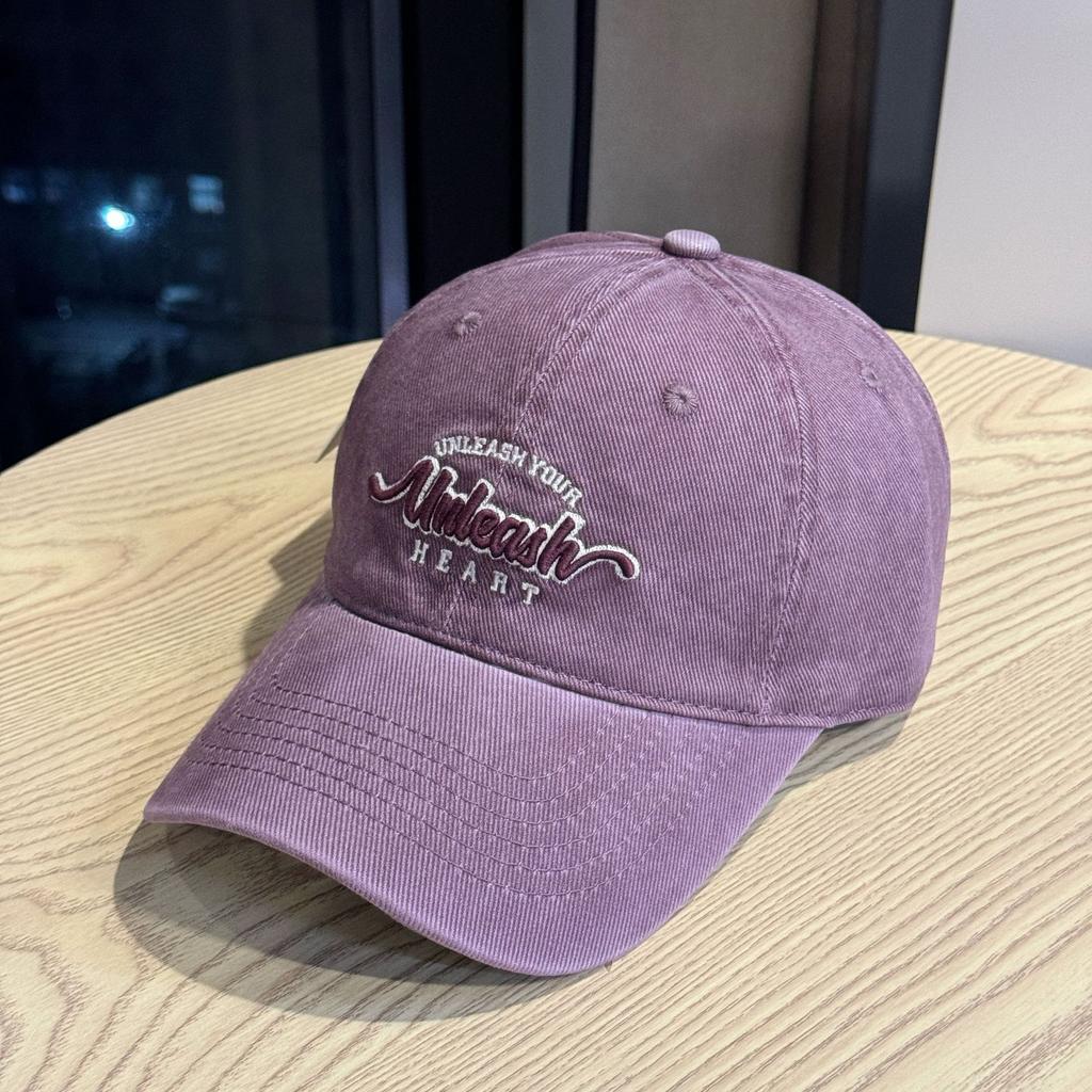 Korean Ins Letter Embroidered Spring and Autumn Baseball Cap for Women with Wide Brim Big Face Small Peaked Cap Big Head Circumference Hat