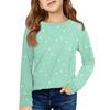 Girls' Long Sleeve Tee - Pleated Round Neck Casual Top