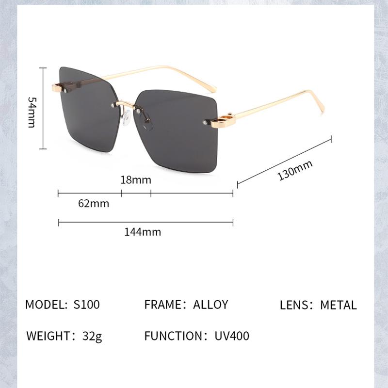 New Arrival Rimless Sunglasses For Women Metal Frame Luxury High Sense Anti Ultraviolet Fashion Cross-border Sun Glasses Outdoor Daily Eyewear