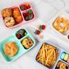 1pcs Lunch Box 3 Compartments Wheat Straw Rice Preparation Lunch Box with Transparent Plastic Cover Food Storage Container