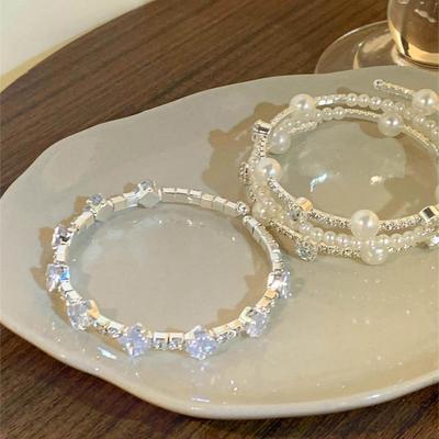 Sternförmiges Mehrschicht-Perlen- & Zirkon-Damenarmband - Leichter Luxusschmuck