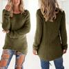Damen Pullover Einfarbig Weich Flauschig Unregelmäßiger Saum Gestrickter Pullover für den Alltag