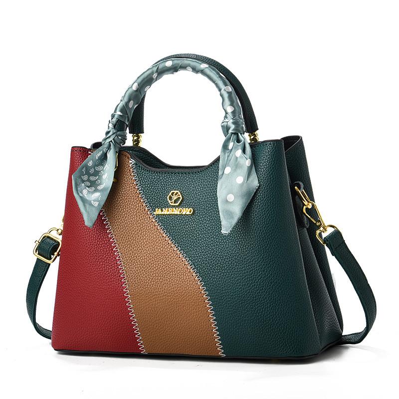 Fashionable Pu Tote Bag With Unique Color Block Design Perfect For Daily Outings Ideal For Moms