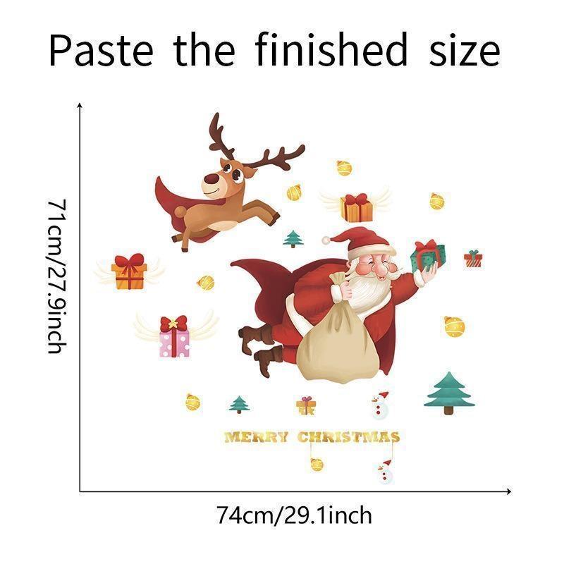 Cartoon Santa Claus Gift Wall Sticker Christmas Glass Windows Room Decor Decals Bedroom Home Decoration New Year Removable Mural