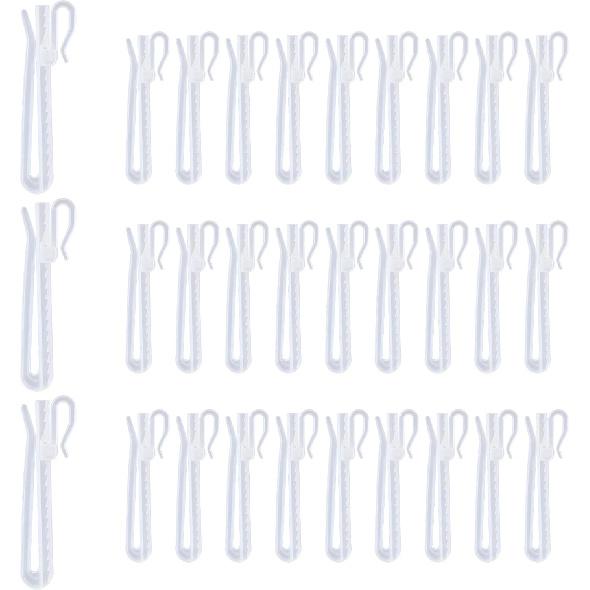 Plastic Curtain Hooks, Adjustable Pinch Pleat Hooks, Ratchet System Pinch Pleat Curtain Hooks for Window Curtain, Door Curtain and Shower Curtain 30PCS