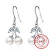 925 Sterling Silber Schmuck Kirsche Rote Perle Mit Zirkonia Tropfen Ohrringe