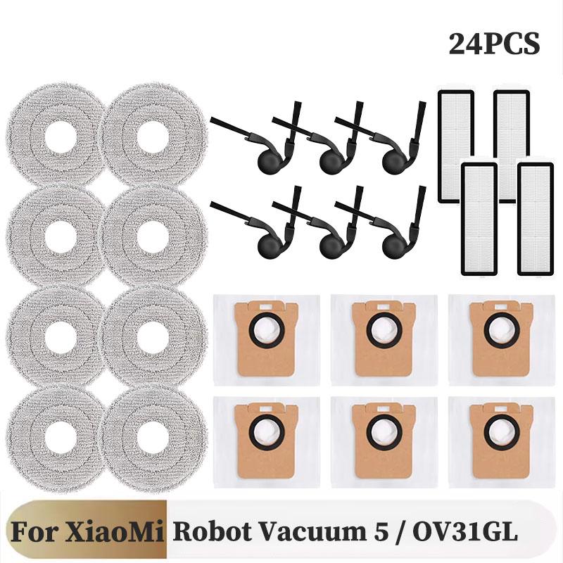 For Xiaomi Robot Vacuum 5 / OV31GL Cleaner Accessories Main Side Brush Mop Cloth HEPA Filter Dust Bag Replacement Spare Parts