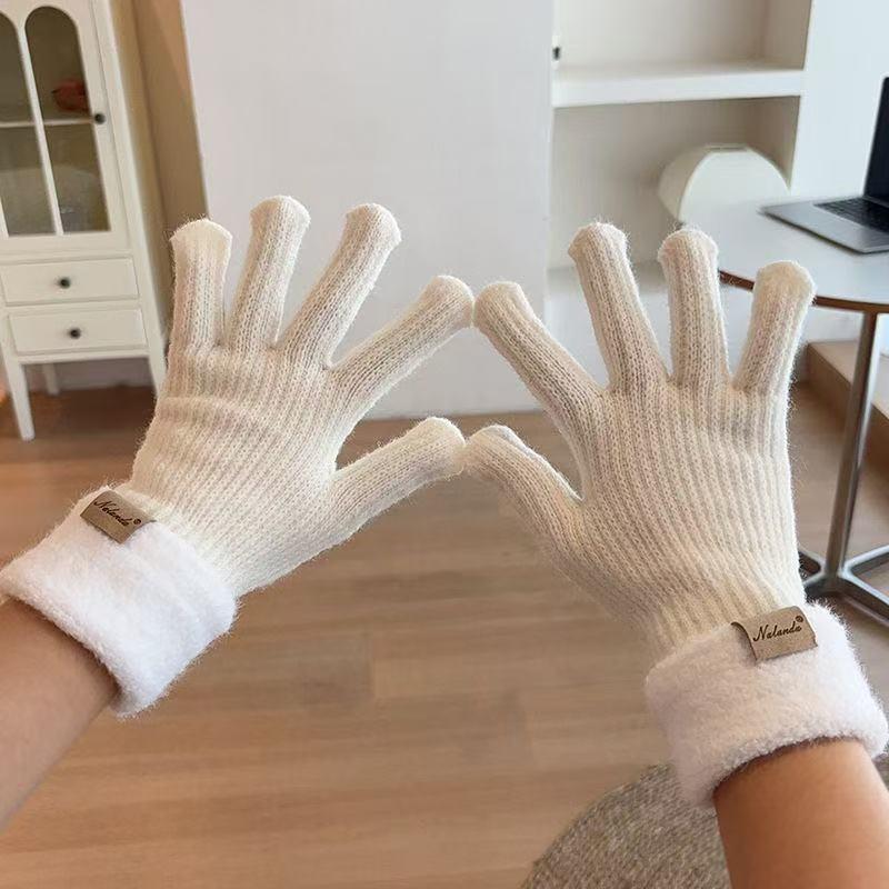 Knit Gloves for Women Winter Warm Fingerless Touchscreen Gloves Cute Cycling Cold Weather Half Finger Anti Slip Riding Gloves