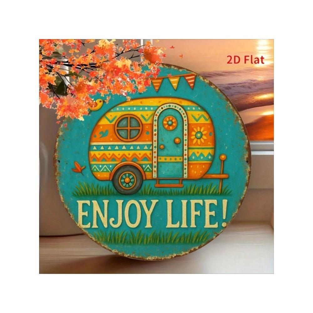 Vintage Metal Camping Poster Enjoy Life Retro Wall Art Decor