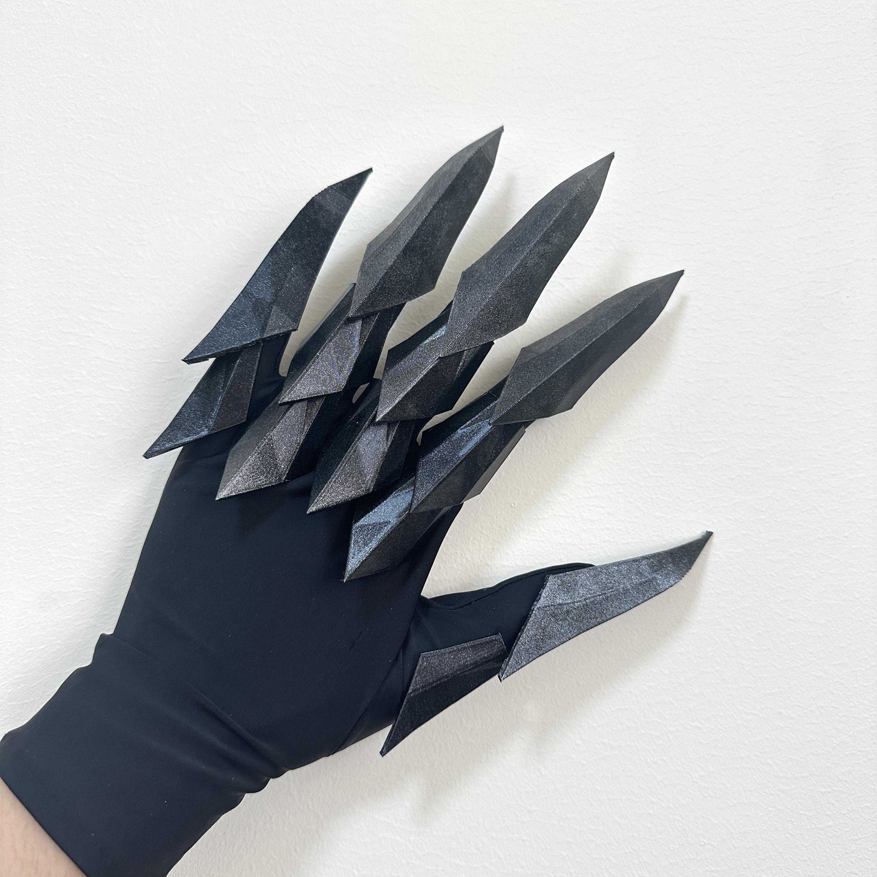 

Handmade Gluing Flexible Wearable Hand Armor Unisex Halloween Cosplay Techwear Punk Gloves Movable Mechanical Plastic Claw Right hand чёрный