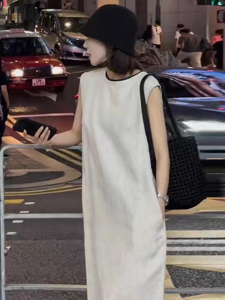 2025 Women's French Sleeveless Casual Long Dress - Summer Slimming and Stylish