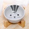 Ceramic Dog Bowl Raised Round Dog Cat Bowl No Spill Pet Dish for Food Water Feeding Cute Cartoon Printed Pet Dog Elevated Dish