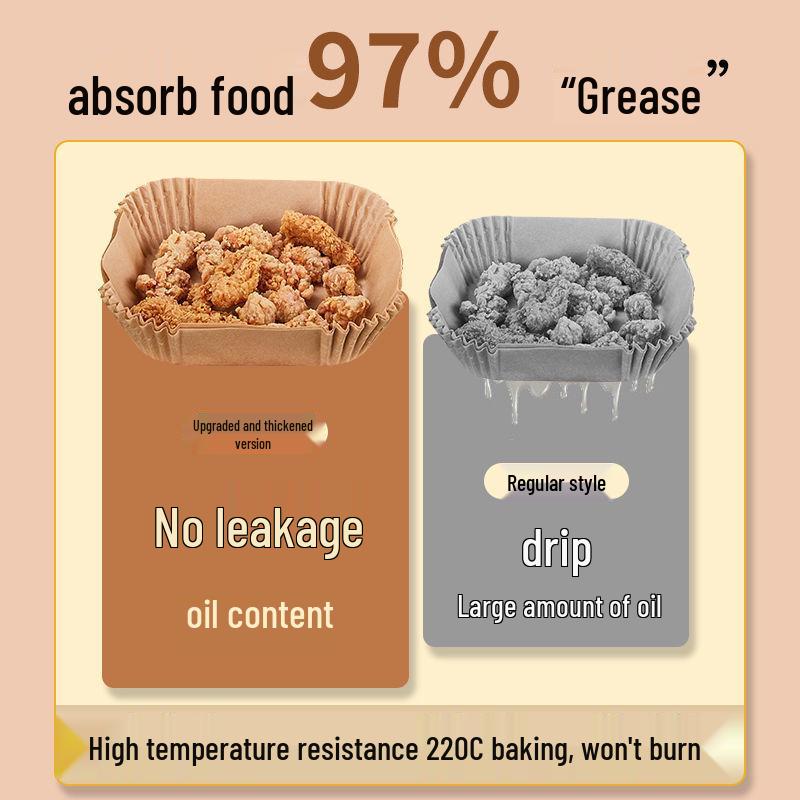 Silicone Oil Absorption Paper for Air Fryer - Square Baking Mat Foil with Household Oven Oil Absorption.