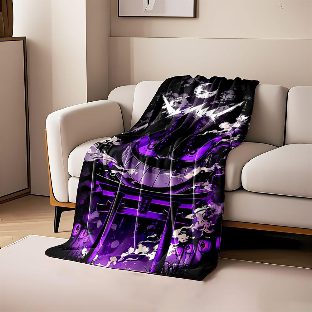 

Dark, ominous theme with purple hues, a crescent moon, and glowing eyes. for all seasons blanket lunch break throw gift 80cm x 120cm