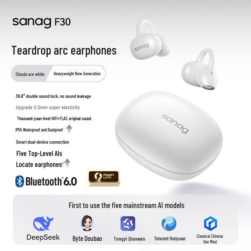 SANAG F30 AI Translation Ear-Clip Bluetooth Earphones