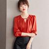 2025 Spring Women's Long Sleeve Chiffon Blouse - Slimming, Belly-Covering Top