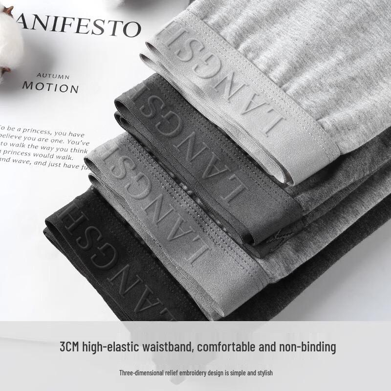 Langsha Men's Cotton & Silk Antibacterial Boxer Briefs 4-Pack