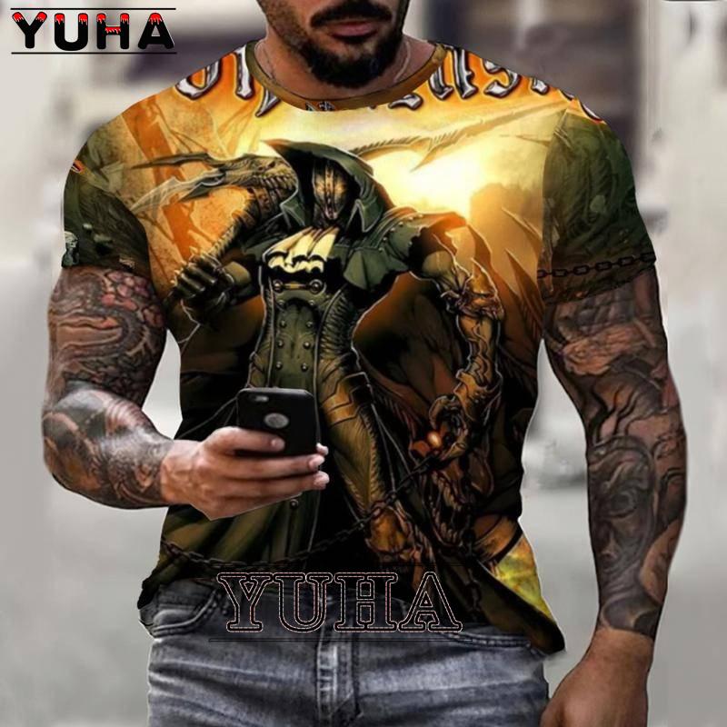 Skull Reaper Pattern T-shirt 3D Men's Street Printing Horror Series T-shirt Summer Fashion Fun Men's Plus Size T-shirt