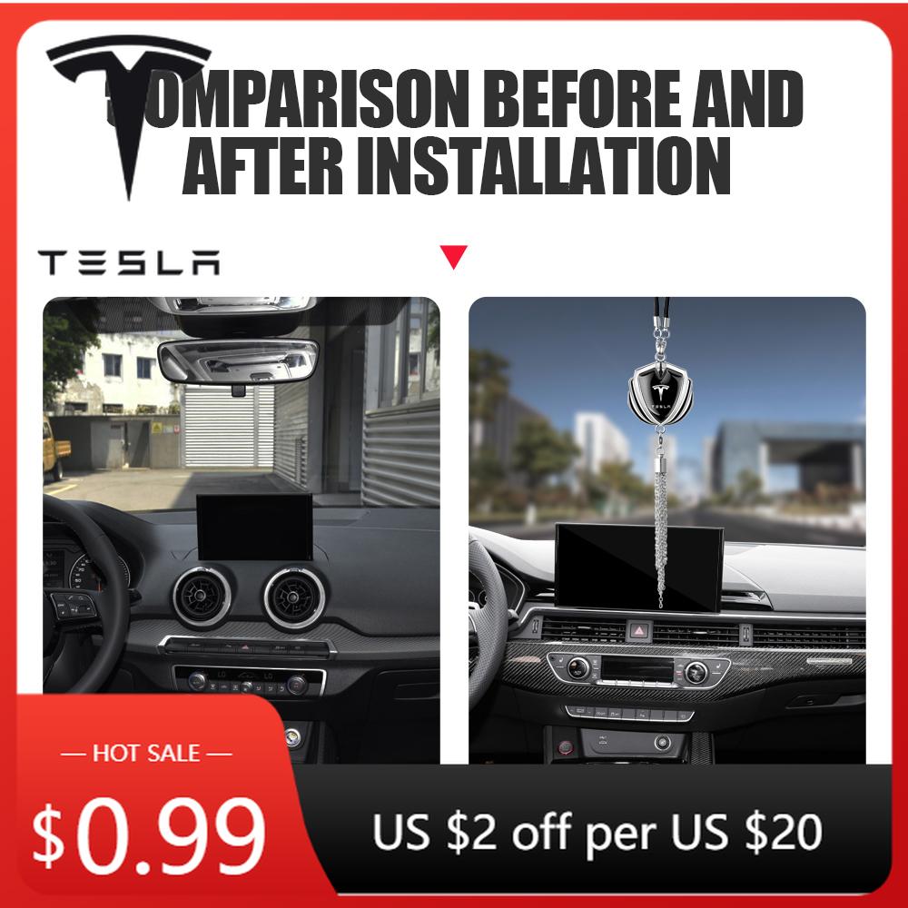 Car Sticker 2025 Hot Car Styling Metal Badge Auto Rearview Mirror Hanging Pendant For Tesla Model 3 Y S X Roadster Juguete Space