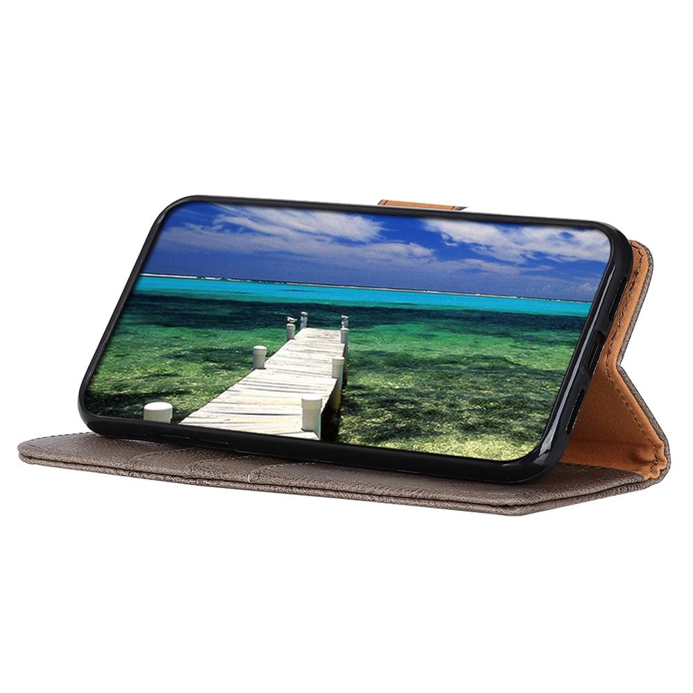 KHAZNEH Flip Leather Phone Case For Samsung Galaxy A24 4G (162.1 x 77.6 x 8.3mm) Cowhide Texture Phone Cover Wallet Stand