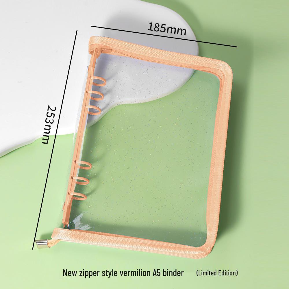 A5 Transparent PVC Ring Binder Notebook Planner, 6-Hole Photo Album with Removable Cover (A6 Compatible)