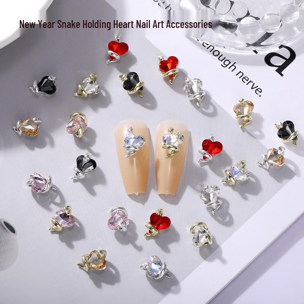 

3D Crooked Heart & Snake Diamond Nail Art Crystal