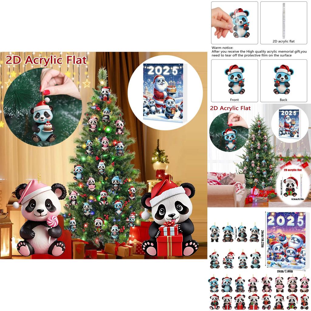 Christmas Panda Countdown Calendar With Acrylic Components For Holiday Decor Gift For Kids
