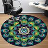 1PC Peacock Feather Mandala Office Round Rug, Non Slip, Soft and Durable Office Rug for Interior Decoration, Perfect for Office