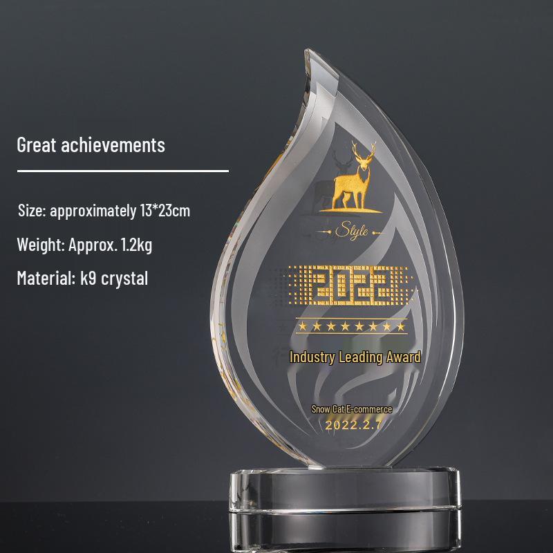 Custom Crystal Trophy: Premium Employee Recognition Award with Engraved Commemoration.