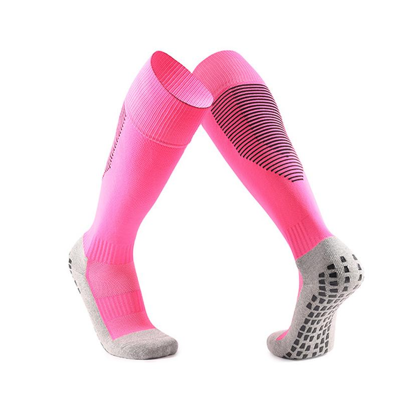 Calcetines deportivos de fútbol profesional hasta la rodilla, antideslizantes, transpirables, de compresión, para fútbol, circulación y baloncesto US 7-10  EU 39-45 color rosa