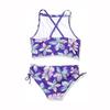 Summer Girls Swimsuit Hanging Neck Suspender Floral Split Girls Small Medium Large Children High Waist Swimsuit