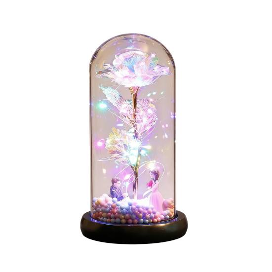 Rose Flower Gifts for Her Mom Wife Grandma Light Up Eternal Rose in A Dome Romantic Gift for Anniversary Birthday Valentine's Day Christmas